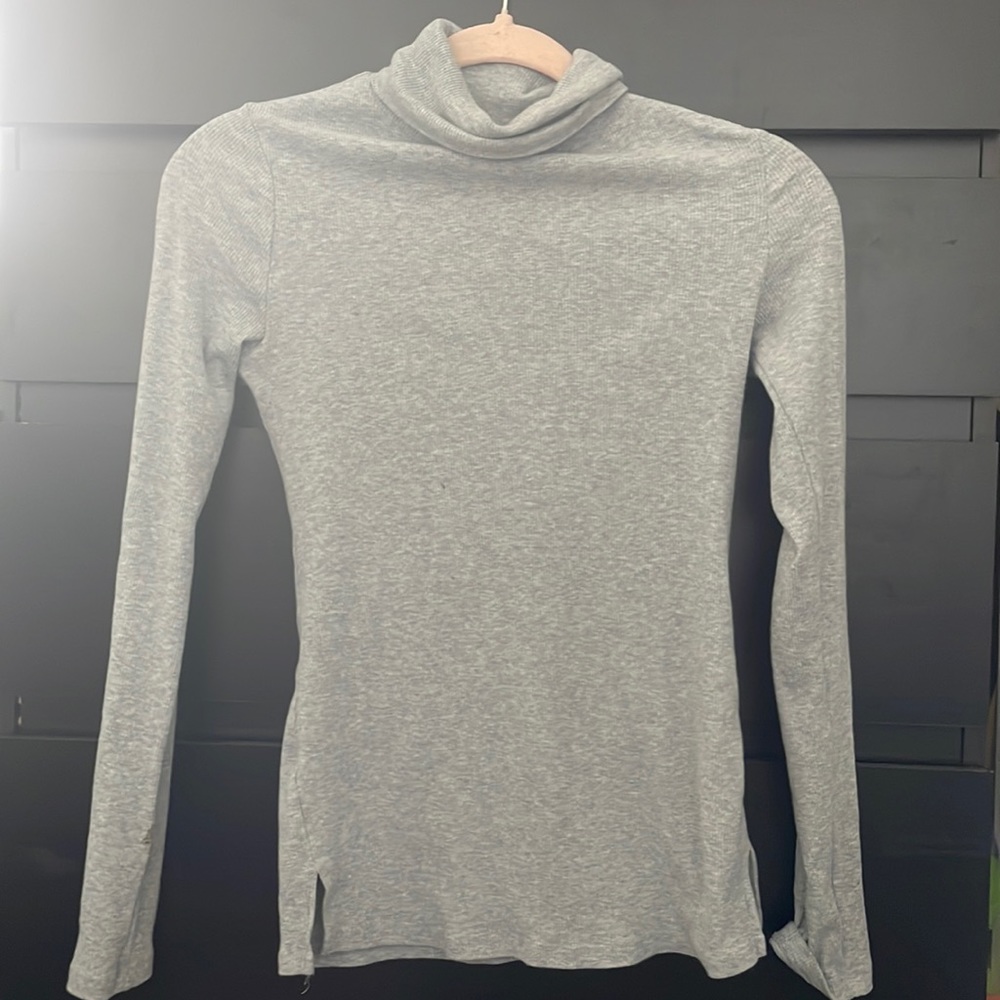 Grey Turtle Neck Fitted Top